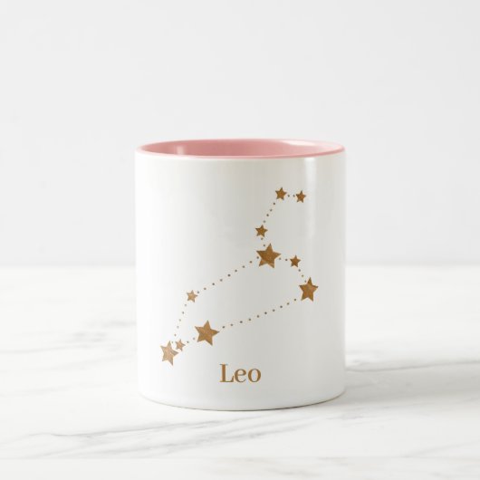 Modern Zodiac Sign Gold Leo | Elementfeuer Zweifarbige Tasse (Mittel)