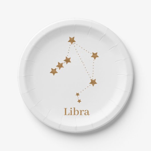 Modern Zodiac Sign Gold Libra | Element Air Pappteller (Vorderseite)