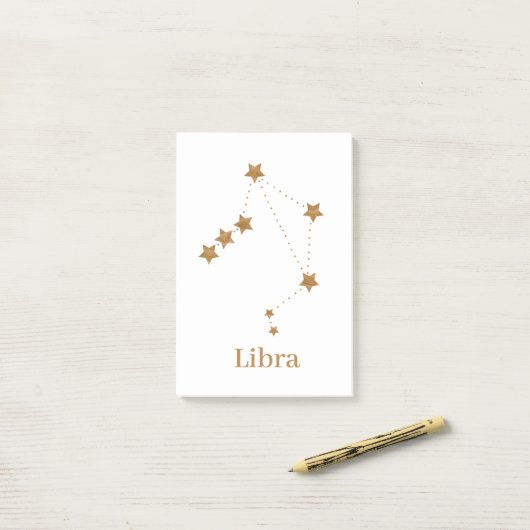 Modern Zodiac Sign Gold Libra | Element Air Post-it Klebezettel (Auf Schreibtisch)