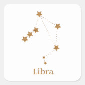 Modern Zodiac Sign Gold Libra | Element Air Quadratischer Aufkleber (Vorderseite)