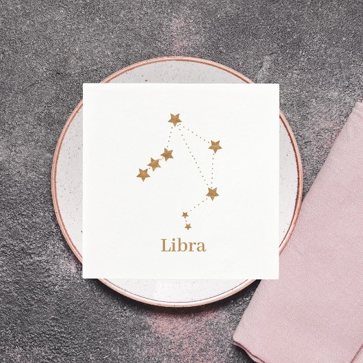 Modern Zodiac Sign Gold Libra | Element Air Serviette