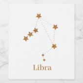 Modern Zodiac Sign Gold Libra | Element Air Weinetikett (Einzelnes Label)
