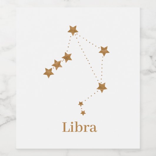 Modern Zodiac Sign Gold Libra | Element Air Weinetikett (Einzelnes Label)