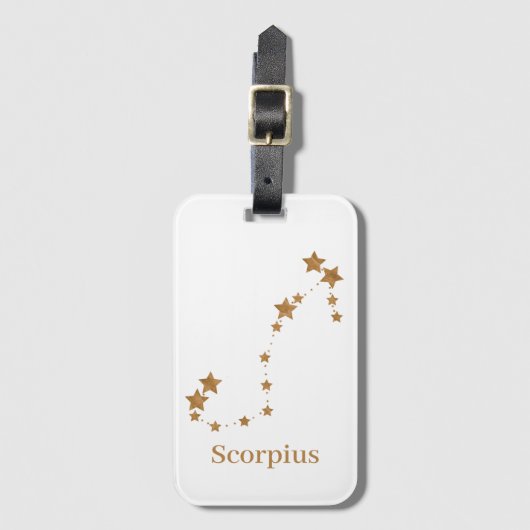 Modern Zodiac Sign Gold Scorpius | Element Wasser Gepäckanhänger (Vorderseite Vertikal)