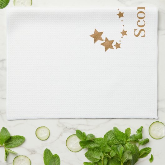 Modern Zodiac Sign Gold Scorpius | Element Wasser Geschirrtuch (Gefaltet)