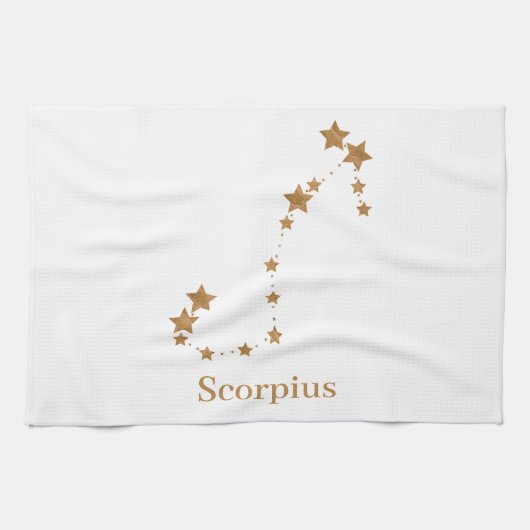 Modern Zodiac Sign Gold Scorpius | Element Wasser Geschirrtuch (Horizontal)