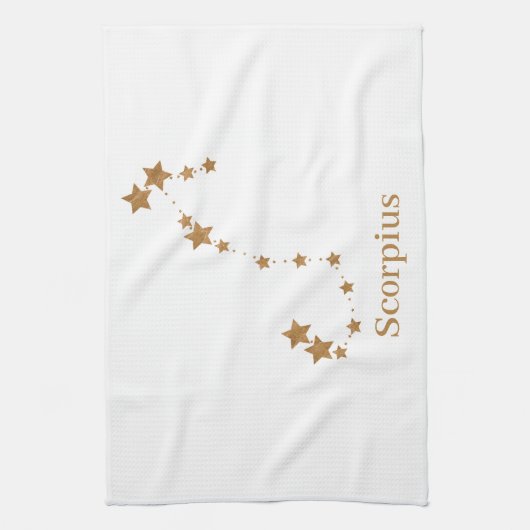 Modern Zodiac Sign Gold Scorpius | Element Wasser Geschirrtuch (Vertikal)