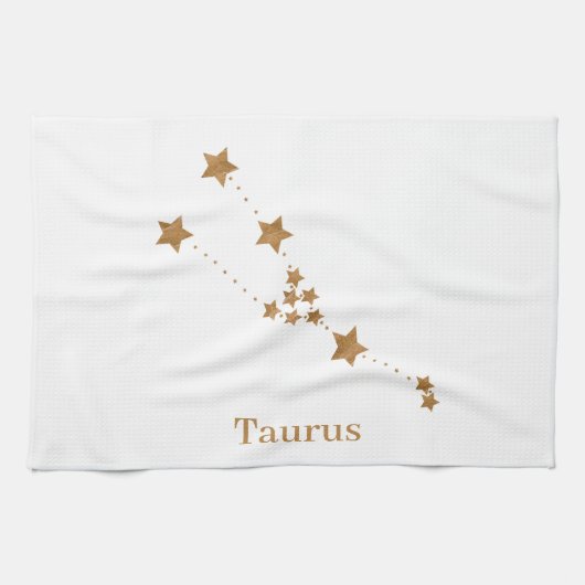 Modern Zodiac Sign Gold Taurus | Element Erde Geschirrtuch (Horizontal)