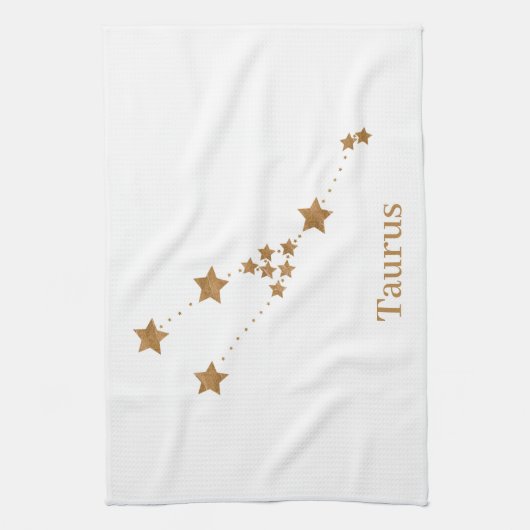 Modern Zodiac Sign Gold Taurus | Element Erde Geschirrtuch (Vertikal)