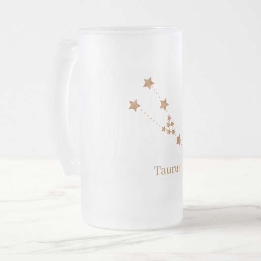Modern Zodiac Sign Gold Taurus | Element Erde Mattglas Bierglas (Vorderseite Links)