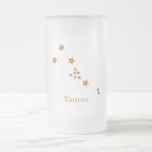 Modern Zodiac Sign Gold Taurus | Element Erde Mattglas Bierglas (Mittel)