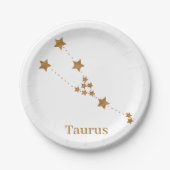 Modern Zodiac Sign Gold Taurus | Element Erde Pappteller (Vorderseite)