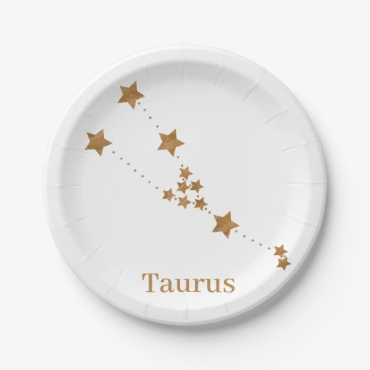 Modern Zodiac Sign Gold Taurus | Element Erde Pappteller (Vorderseite)