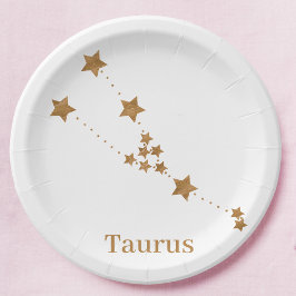 Modern Zodiac Sign Gold Taurus | Element Erde Pappteller
