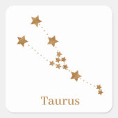 Modern Zodiac Sign Gold Taurus | Element Erde Quadratischer Aufkleber (Vorderseite)