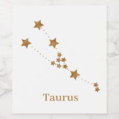 Modern Zodiac Sign Gold Taurus | Element Erde Weinetikett (Einzelnes Label)
