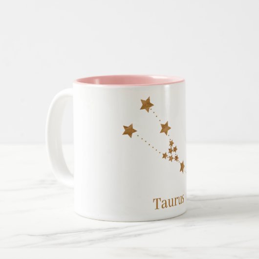 Modern Zodiac Sign Gold Taurus | Element Erde Zweifarbige Tasse (Vorderseite Links)