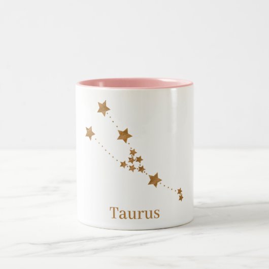 Modern Zodiac Sign Gold Taurus | Element Erde Zweifarbige Tasse (Mittel)