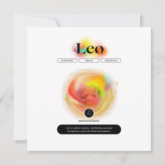 Modern Zodiac Sign Leo Zitat | Elementfeuer (Vorderseite)