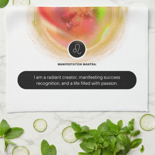 Modern Zodiac Sign Leo Zitat | Elementfeuer Geschirrtuch (Gefaltet)