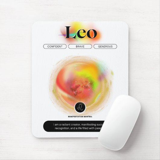 Modern Zodiac Sign Leo Zitat | Elementfeuer Mousepad (Mit Mouse)
