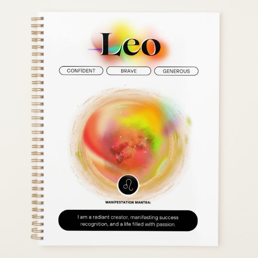 Modern Zodiac Sign Leo Zitat | Elementfeuer Planer (Vorderseite)