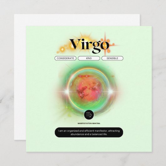 Modern Zodiac Sign Virgen Quote Earth Element Einladung (Vorne/Hinten)