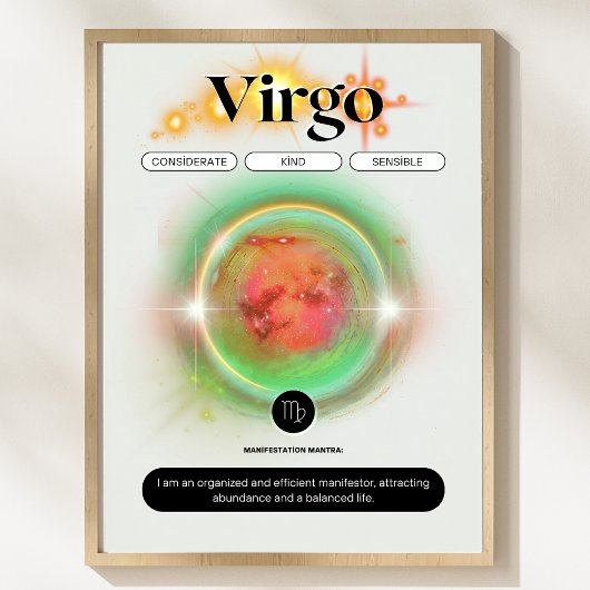 Modern Zodiac Sign Virgen Quote Earth Element Poster