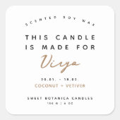 Modern zodiakisches Schild Virgo-Kerzensiegel Quadratischer Aufkleber (Vorderseite)