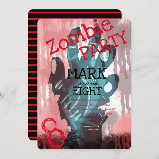 Modern Zombie Hands Bloody Halloween Geburtstag Einladung (Vorne/Hinten)