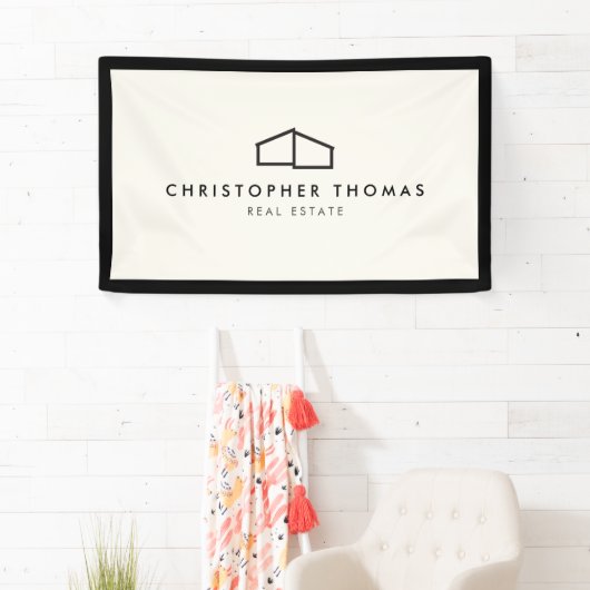 Modern Zuhause Logo Real Anwesen, Realtor Elfenbei Banner (Insitu)