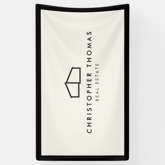 Modern Zuhause Logo Real Anwesen, Realtor Elfenbei Banner (Vertikal)