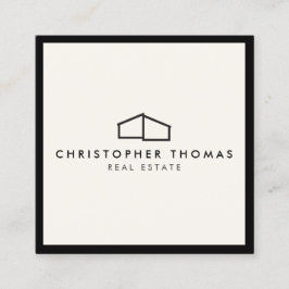 Modern Zuhause Logo Real Anwesen, Realtor Elfenbei Quadratische Visitenkarte