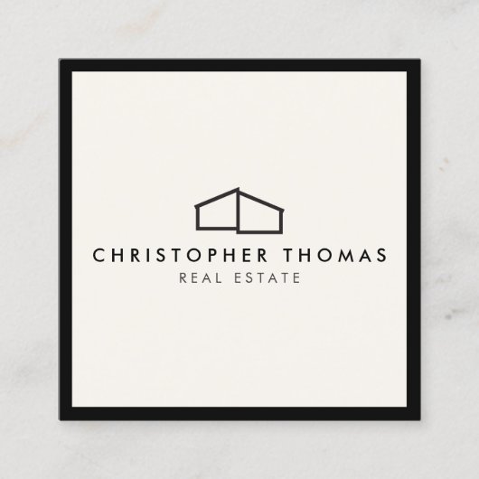 Modern Zuhause Logo Real Anwesen, Realtor Elfenbei Quadratische Visitenkarte (Vorderseite)