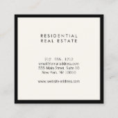 Modern Zuhause Logo Real Anwesen, Realtor Elfenbei Quadratische Visitenkarte (Rückseite)