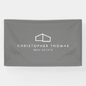 Modern Zuhause Logo Real Anwesen, Realtor Grau Banner (Horizontal)