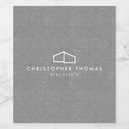 Modern Zuhause Logo Real Anwesen, Realtor Gray Lin Weinetikett (Einzelnes Label)