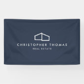 Modern Zuhause Logo Real Anwesen, Realtor Navy Blu Banner (Horizontal)