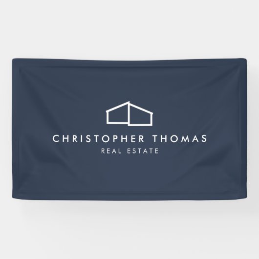 Modern Zuhause Logo Real Anwesen, Realtor Navy Blu Banner (Horizontal)