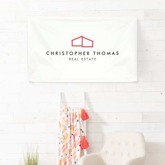 Modern Zuhause Logo Real Anwesen, Realtor Rot/Weiß Banner (Insitu)