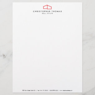 Modern Zuhause Logo Real Anwesen, Realtor Rot/Weiß Briefbogen