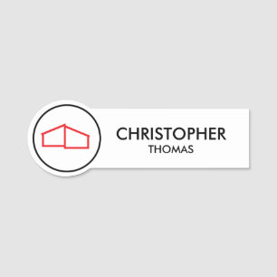 Modern Zuhause Logo Real Anwesen, Realtor Rot/Weiß Namensschild