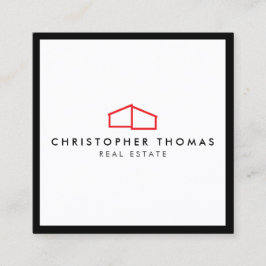 Modern Zuhause Logo Real Anwesen, Realtor Rot/Weiß Quadratische Visitenkarte