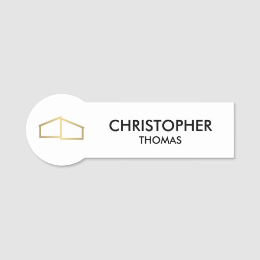 Modern Zuhause Logo Real Anwesen, Realtor Weiß/Gol Namensschild (Vorderseite)