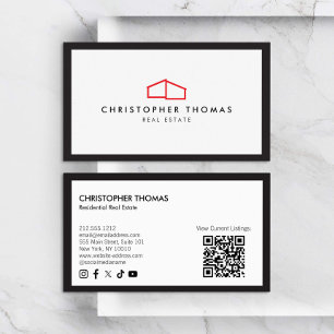 Modern Zuhause Logo Real Anwesen Red/White QR-Code Visitenkarte