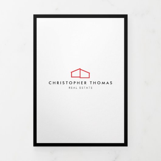 Modern Zuhause Logo Real Anwesen Rot/Weiß Broschür Dreifach Gefaltete Karte (Cover)