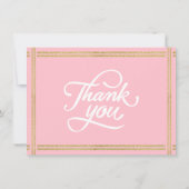 Modern Zwei Foto Rosa Weißes Gold Daisy Dankeskarte (Rückseite)