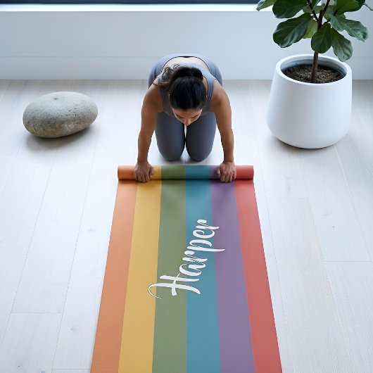 Moderna Linear | MCM Regenbogen Personalisiert Yogamatte