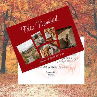 Moderna Postal Navideña con Collage de Fotos Feiertagskarte