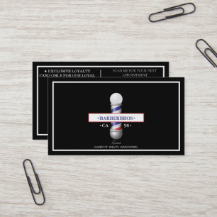 ModernBarbershop Barber Pole Elegante Schwarze Loy Visitenkarte